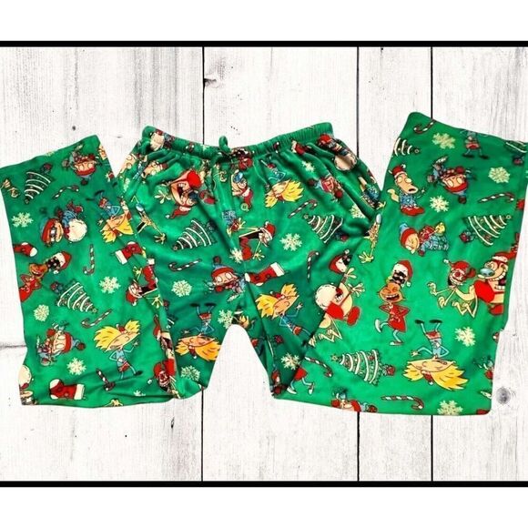 Nickelodeon Characters Men Christmas Superminky Fleece Pajama Pant L Fast Ship - Picture 1 of 10